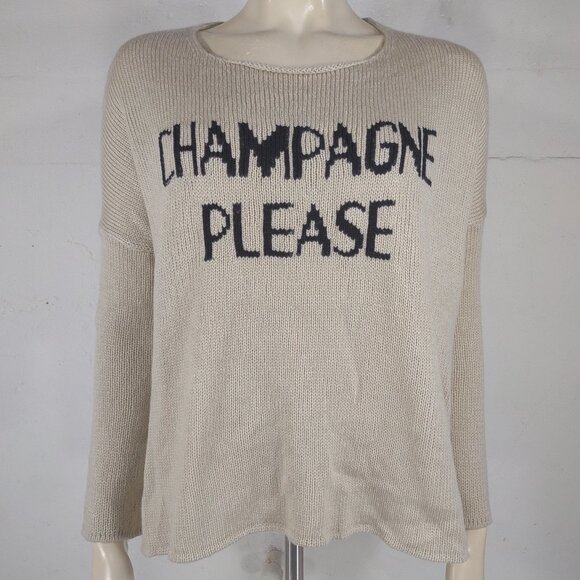 Wooden Ships Paola Buendia beige tan Champagne Please round neck sweater XS - Picture 1 of 7